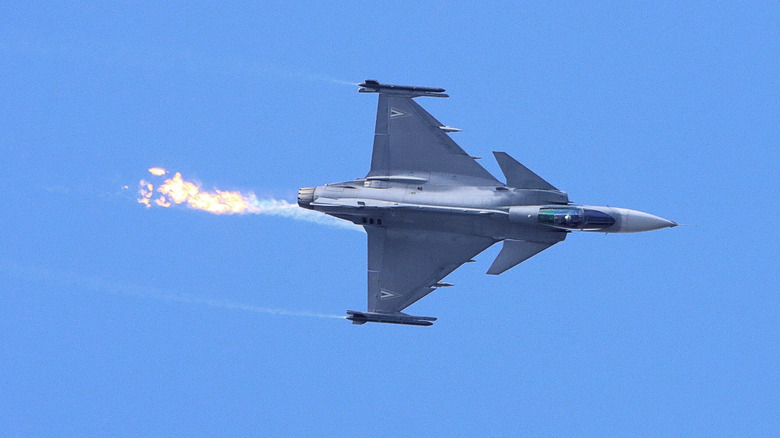 Swedish Air Force Saab JAS 39C Gripen in flight.