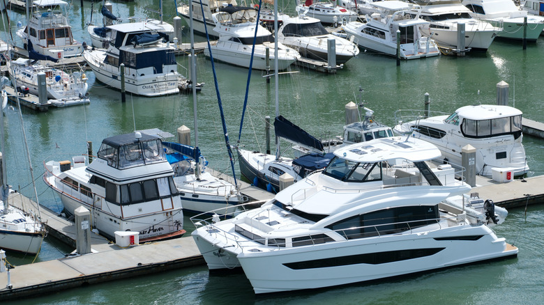 Marina with boats docked