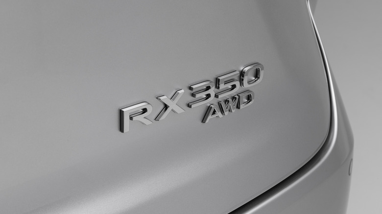 Lexus RX 350 badging displayed on the rear of the SUV