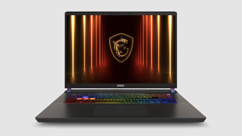 The front view of the MSI Vector 17 HX AI laptop