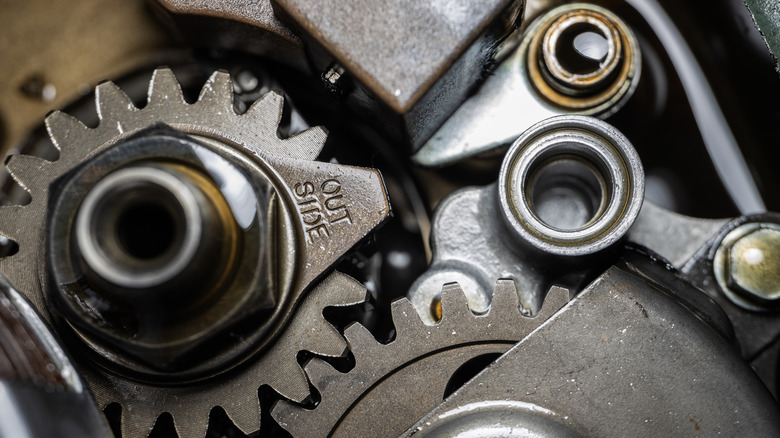 Motorcycle gears in focus