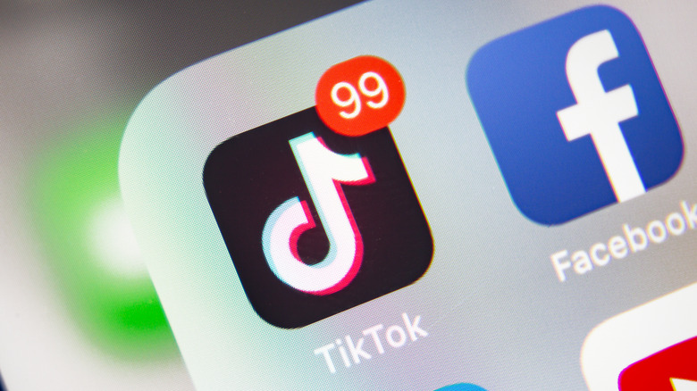 TikTok app with 99 notifications 