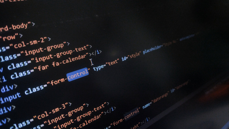 Close-up of source code on computer screen