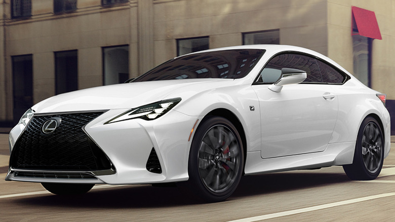 Front quarter shot of a white 2025 Lexus RC.