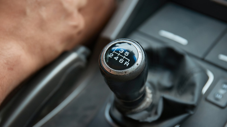 close up of manual car gearbox