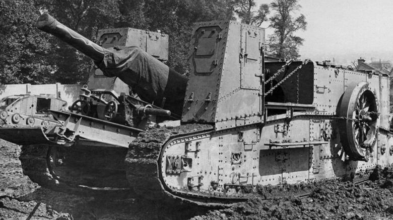 A gun carrier Mark I in mud