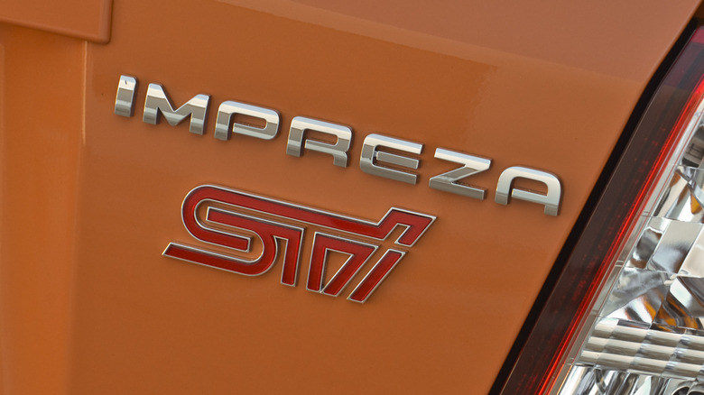 2013 Subaru Impreza STI badge closeup