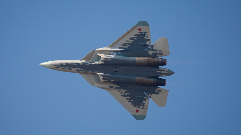 A Sukhoi Su-57 "Felon" in flight