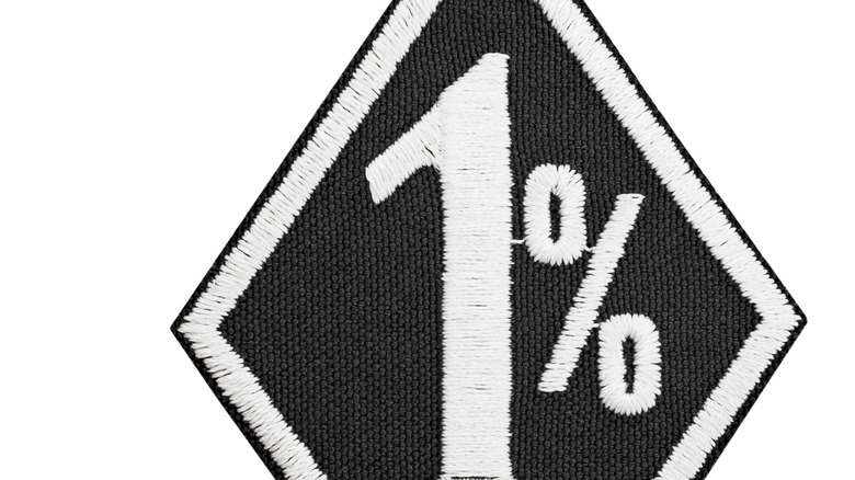Embroidered biker patch featuring the '1%' symbol