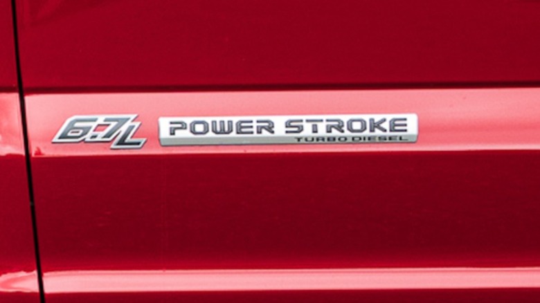 Ford's 6.7L Power Stroke Turbo Diesel badge.