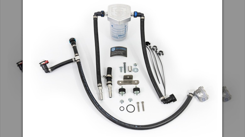 The components of the Gen2.1 6.7L Power Stroke CP4 Disaster Prevention Kit from S&S Diesel Motorsports