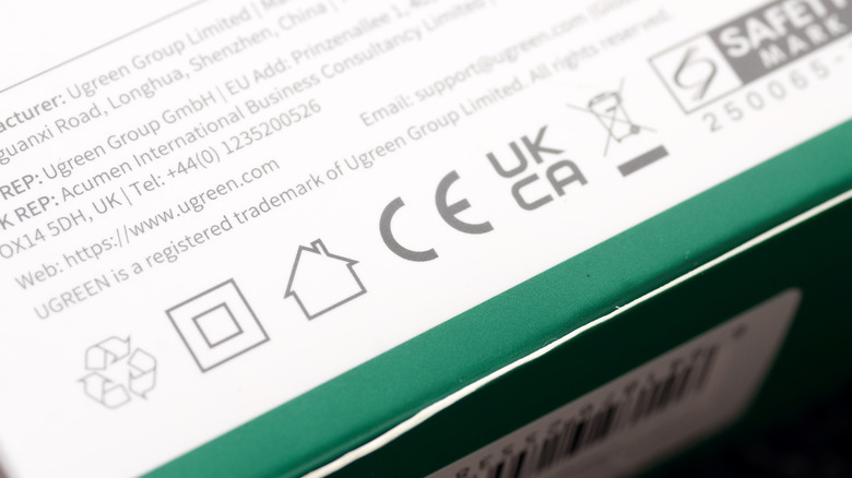 The CE label on a box containing a gadget