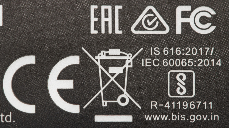 A close up shot of both the CE and EAC compliance marks