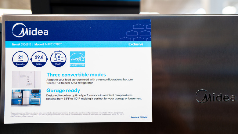 Close-up of fridge with Energy Star certification