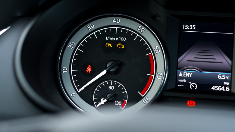 EPC light on a car dashboard.