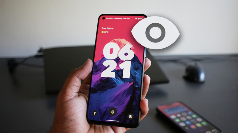 Android phone with an eye icon illustration