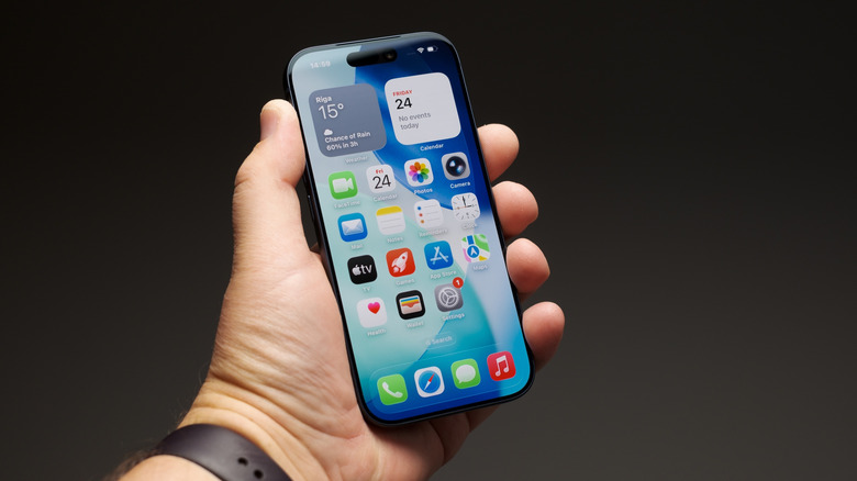 An iPhone 17 showing the homepage.