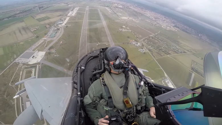 the backseat of the Eurofighter Typhoon while climbing altitude