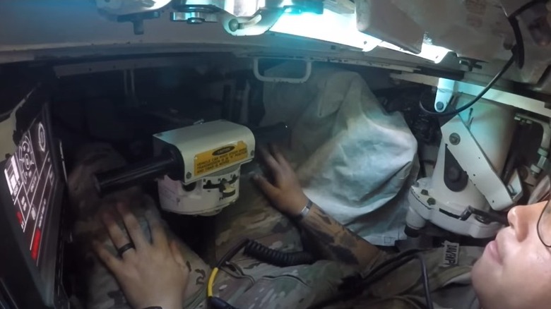 View of drivers compartment in an M1 Abrams tank