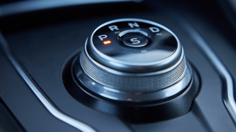 the transmission knob on a modern car