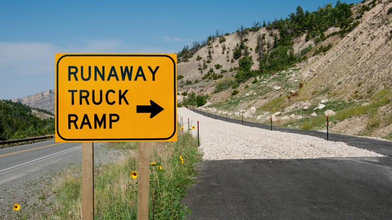 Runaway truck ramp sign in Wyoming