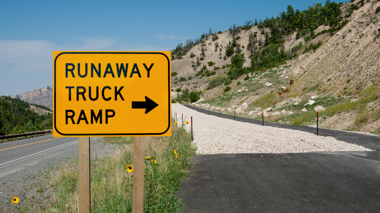 Runaway truck ramp sign in Wyoming