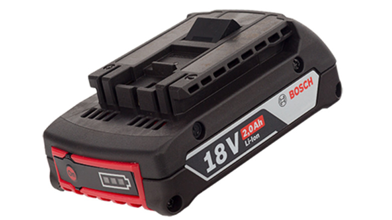 Side view image of an electric battery charger Lithium battery from Bosch