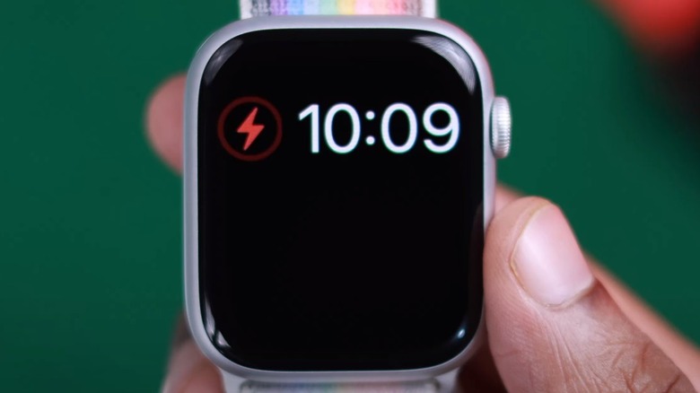 Apple Watch With Red Lightning Bolt Icon