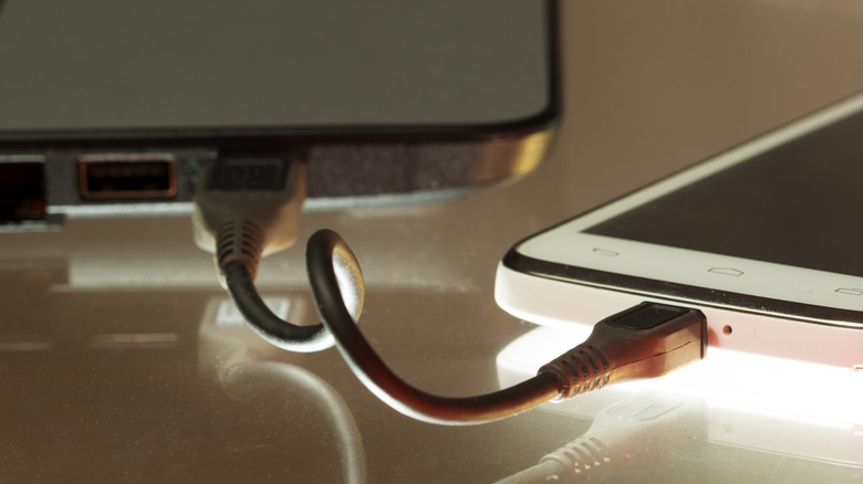 Phone being connected to laptop through USB cord