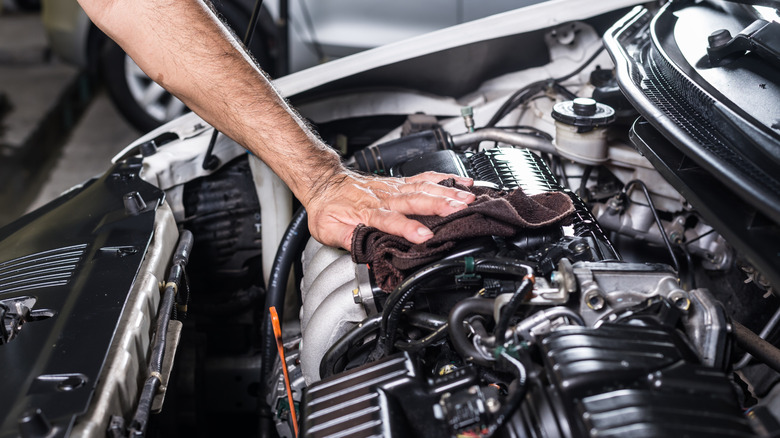 Cleaning car engine