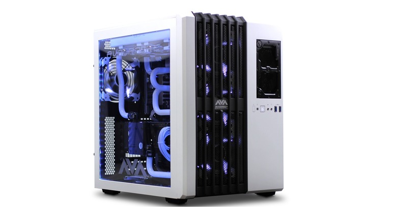 The Avalanche Hardline Liquid Cooled Gaming PC viewed from an angle
