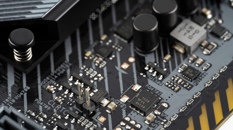 Close up of VRM on a modern motherboard