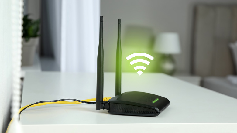 A router broadcasting a Wi-Fi signal