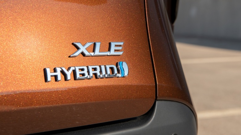 XLE badge displayed on the rear of a 2021 Toyota Sienna Hybrid