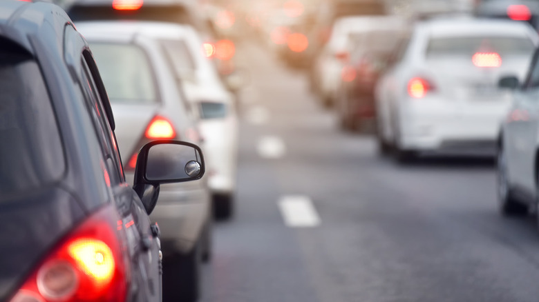 cars sitting in traffic.