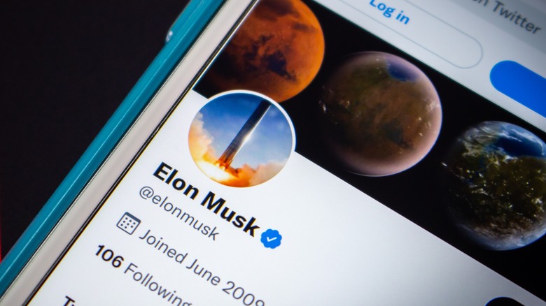 Elon Musk's Twitter account on a phone