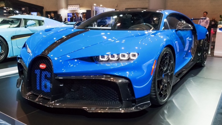 Bugatti Chiron displayed in a showroom