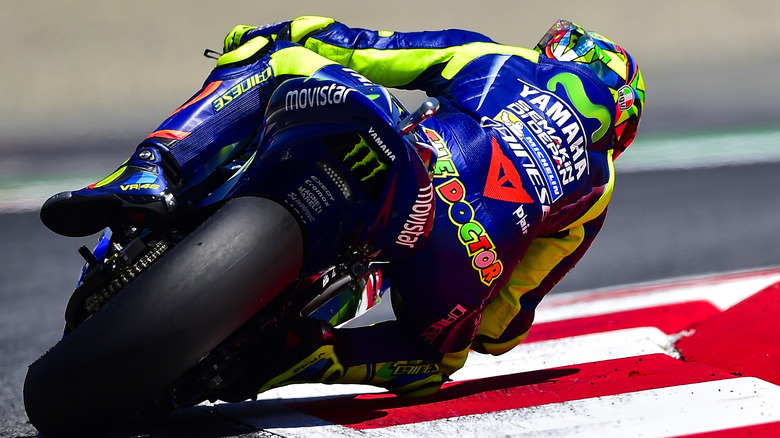 Valentino Rossi of Movistar Yamaha Moto GP Team rides his motorcycle during qualifying, Moto GP of Catalunya at Circuit de Catalunya