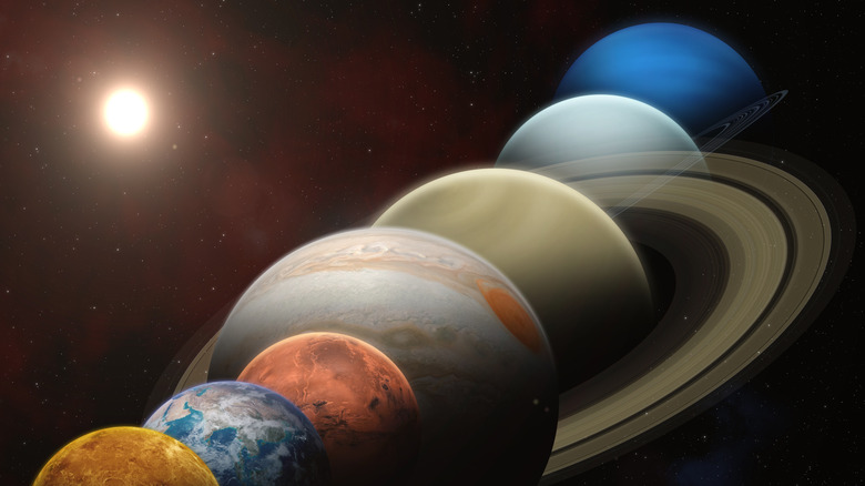 Illustration of planetary alignment in our solar system.
