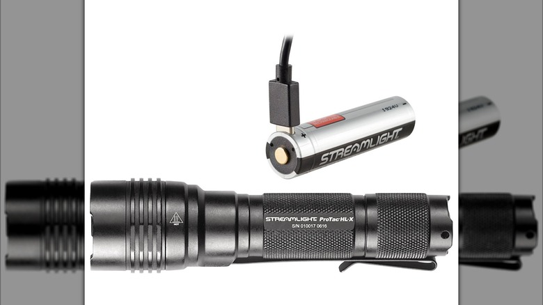 The Streamlight ProTac HL-X shown with the SL-B26 protected Li-Ion USB rechargeable battery.