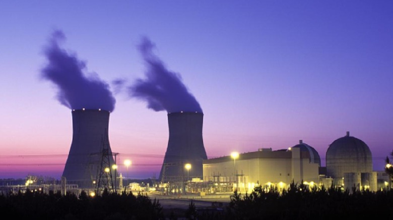 The Alvin Ward Vogtle Nuclear Power Plant at sunset