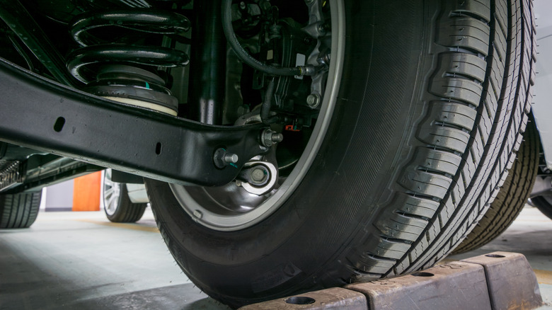 A truck's rear axle and suspension system