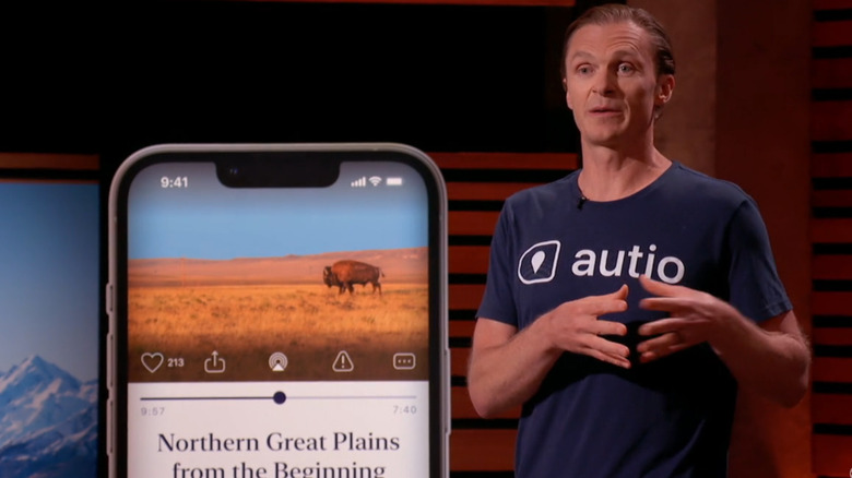 Woody Sears by a giant smartphone 
