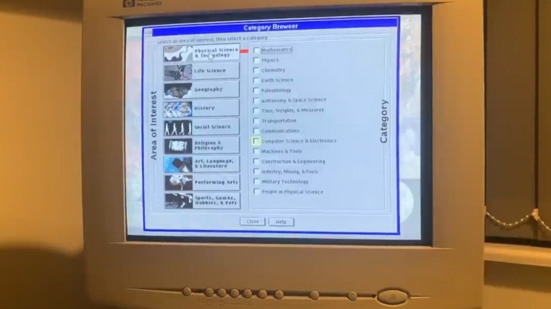 PC monitor displaying Encarta screen
