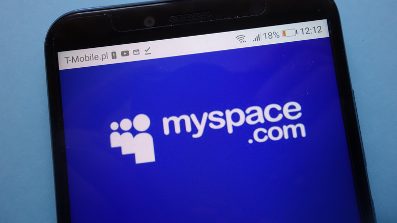 Myspace logo on smartphone screen