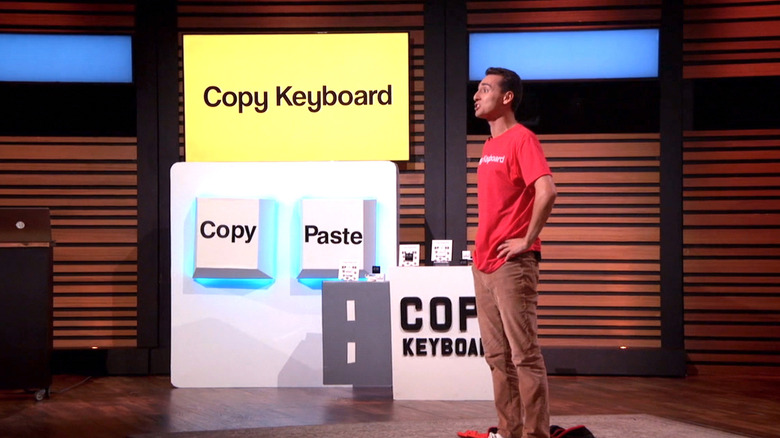 Copy Keyboard founder presenting his product on Shark Tank