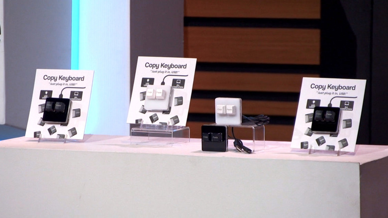 Table displaying Copy Keyboard product on Shark Tank