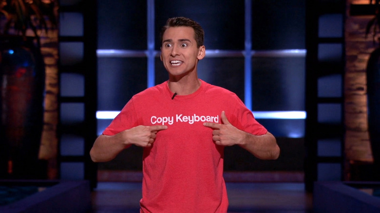 Copy Keyboard founder presenting his product on Shark Tank