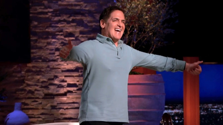 Mark Cuban celebrating Tik Pik deal on Shark Tank