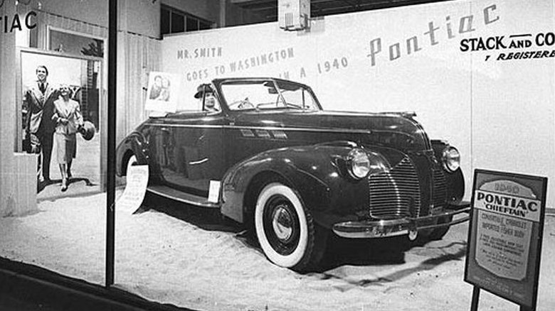1940 Pontiac Chieftain in a showroom on York Street in Sydney, Australia (1940).